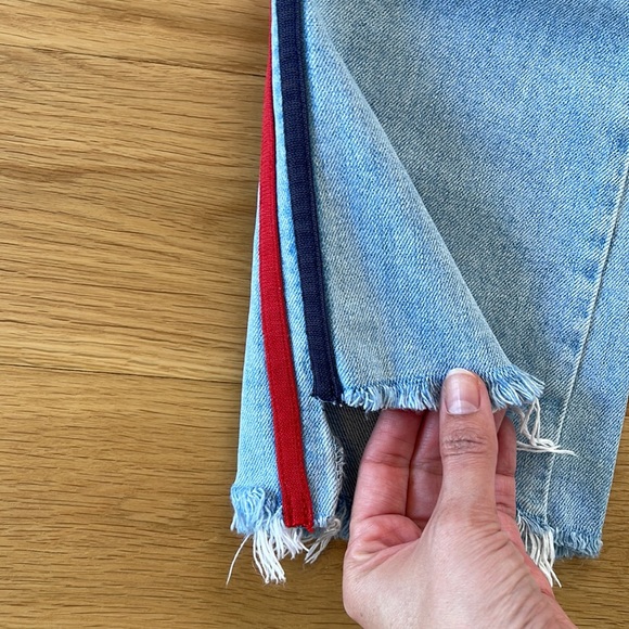 NWOT MOTHER THE INSIDER CROP STEP FRAY THANKS AGAIN RACER STRIPE WIDE LEG JEANS - Picture 6 of 13